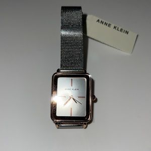 NWT- Ann Klein Rose, gold and silver rectangular watch